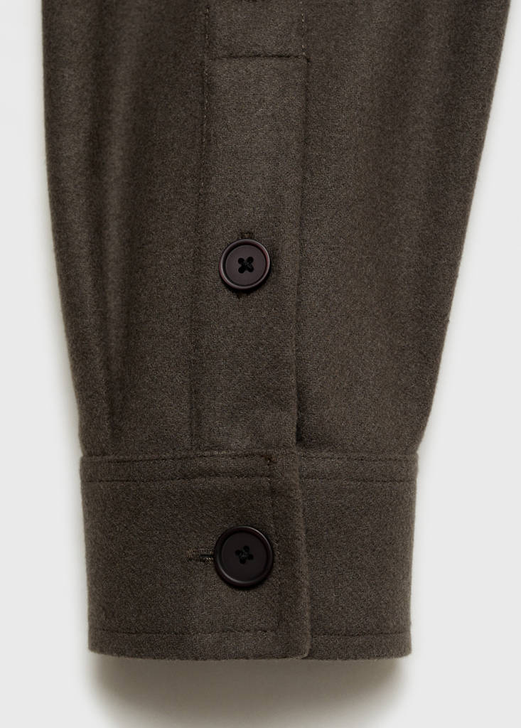 Wool-blend flannel overshirt — Khaki