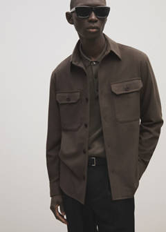 Wool-blend flannel overshirt — Khaki 6