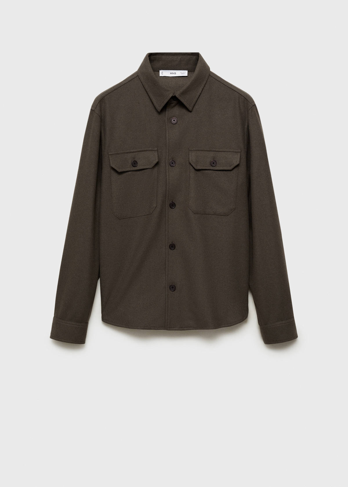 Wool-blend flannel overshirt — Khaki