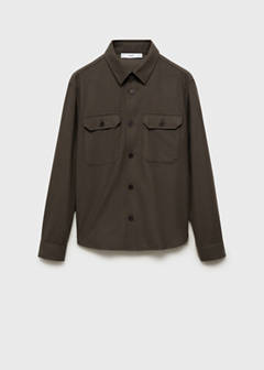 Wool-blend flannel overshirt — Khaki 7