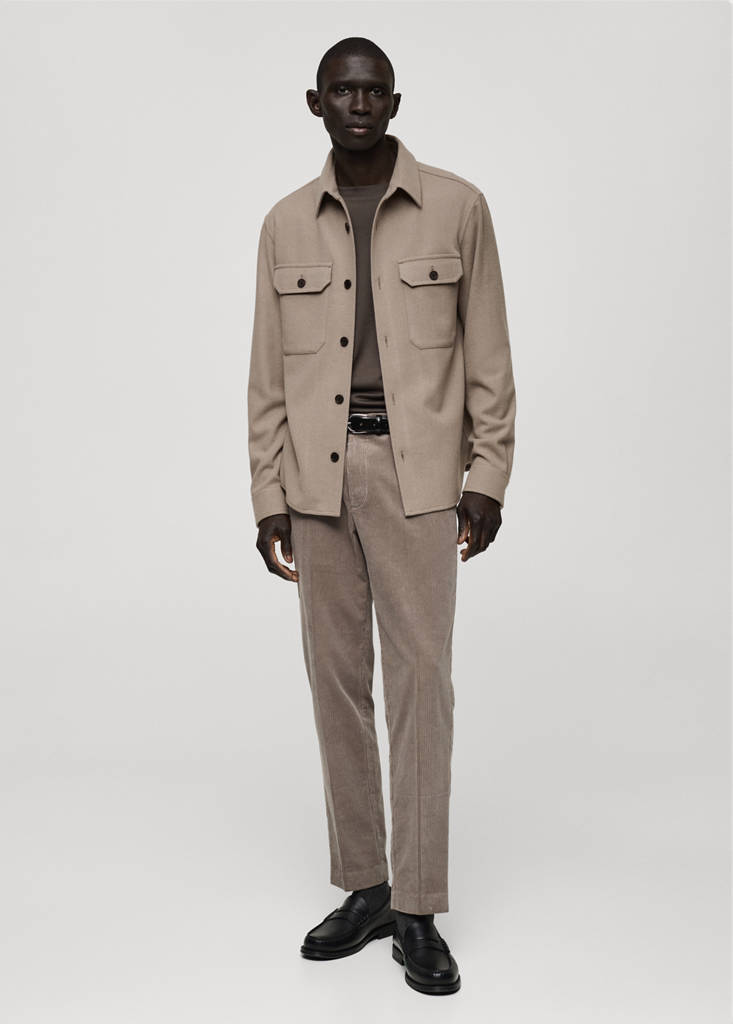 Wool-blend flannel overshirt — Grey