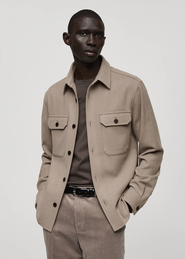 Wool-blend flannel overshirt — Grey