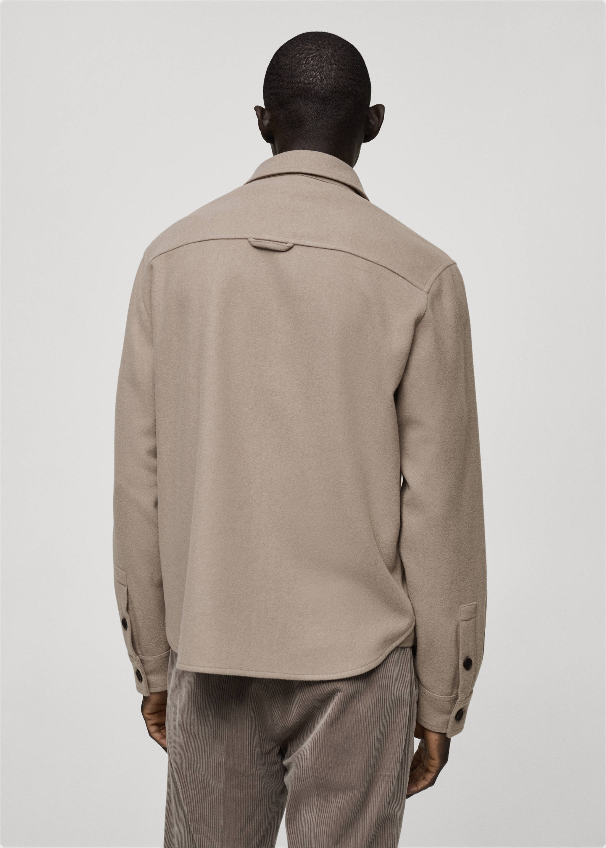 Wool-blend flannel overshirt - Reverse of the article, Grey. Ref: 87040597-00.