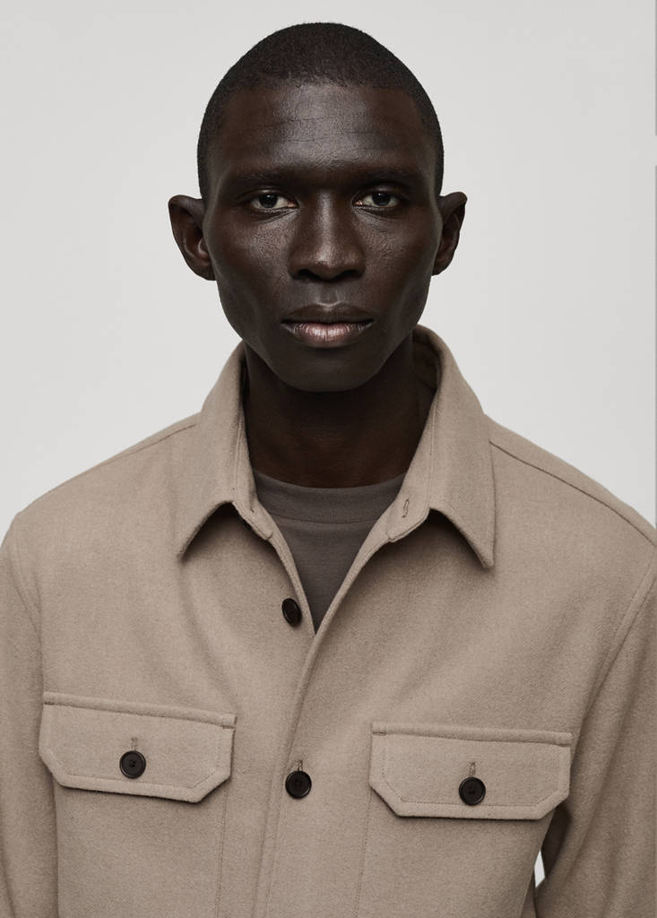 Wool-blend flannel overshirt — Grey