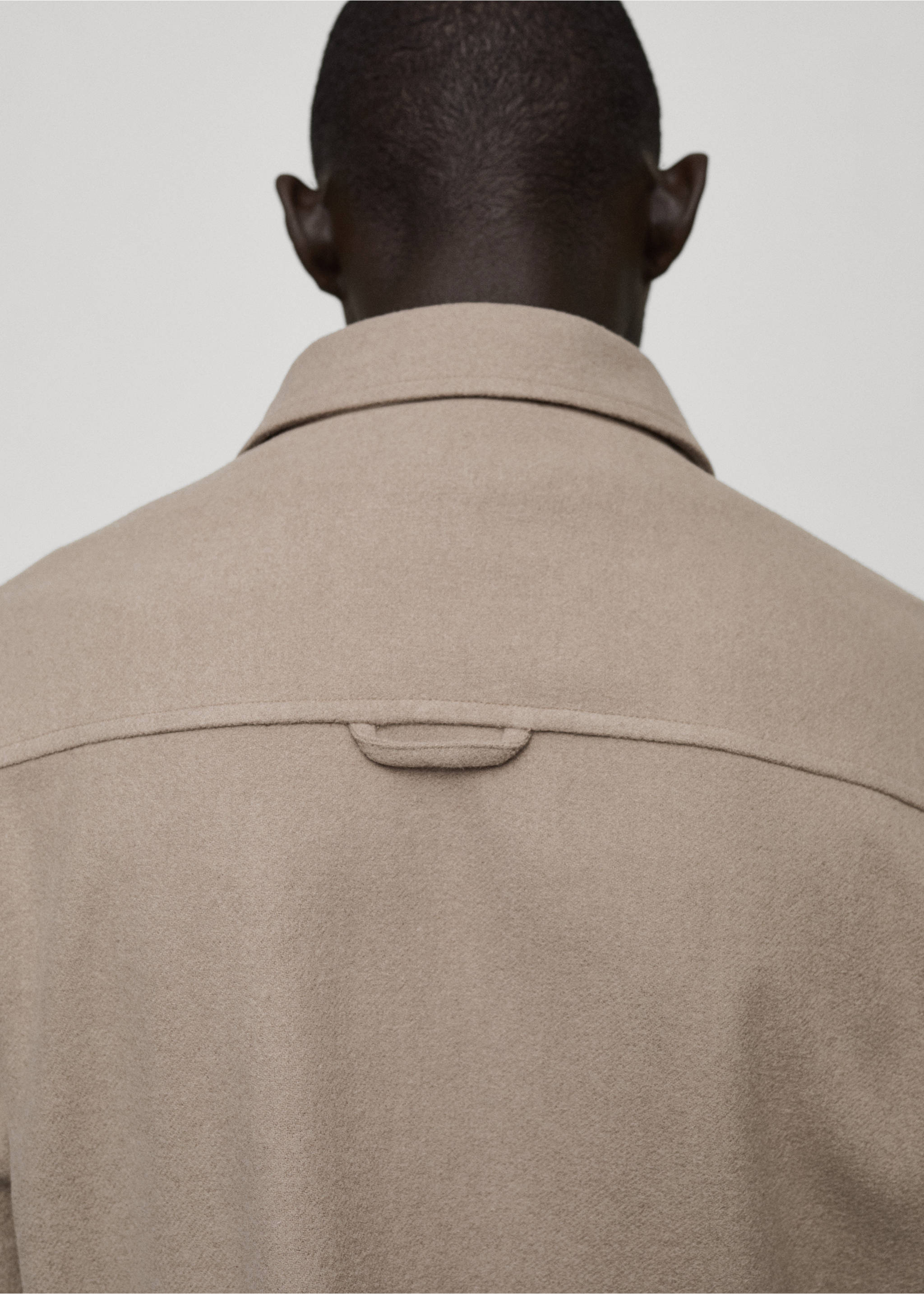Wool-blend flannel overshirt - Details of the article 3, Grey. Ref: 87040597-00.