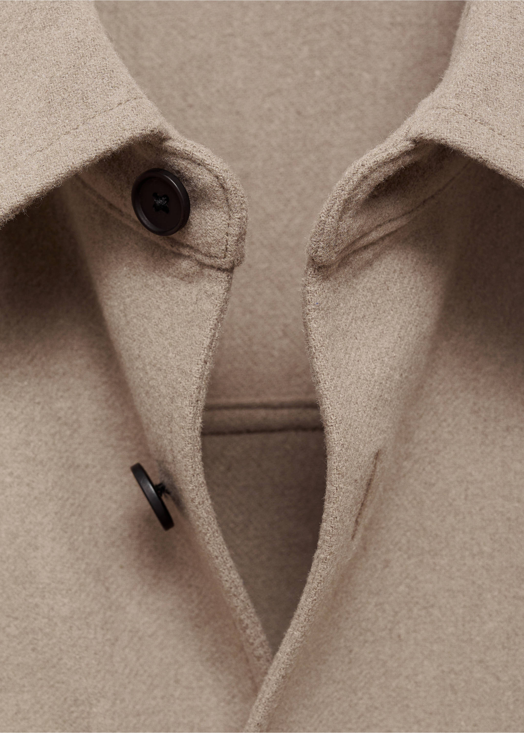 Wool-blend flannel overshirt - Details of the article 8, Grey. Ref: 87040597-00.