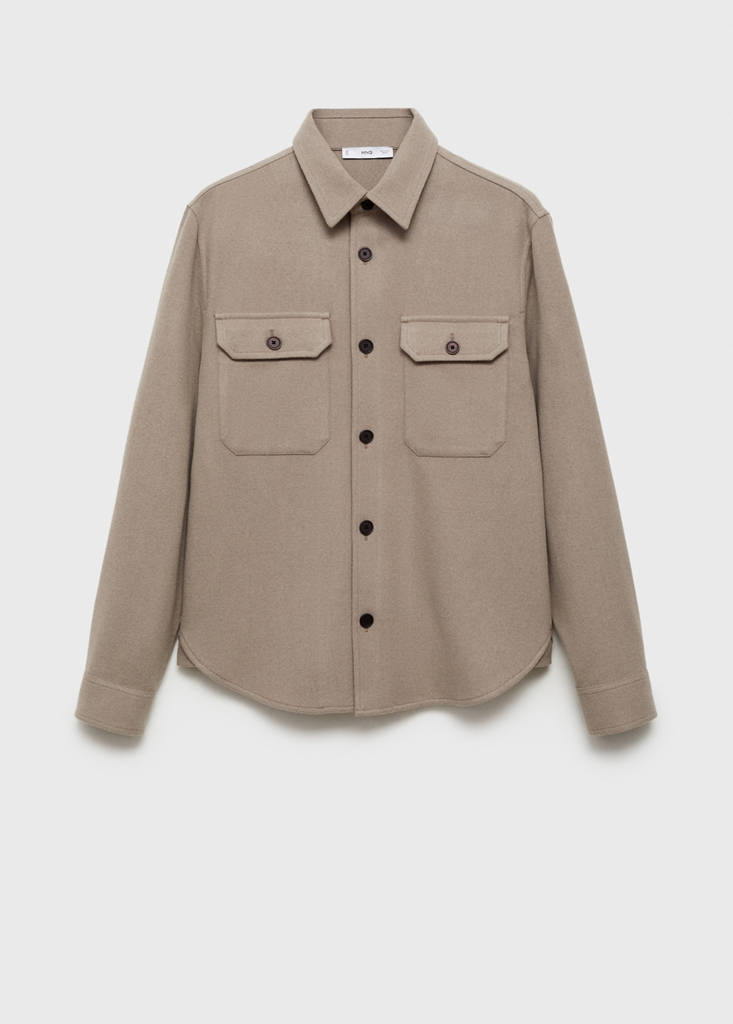 Wool-blend flannel overshirt — Grey