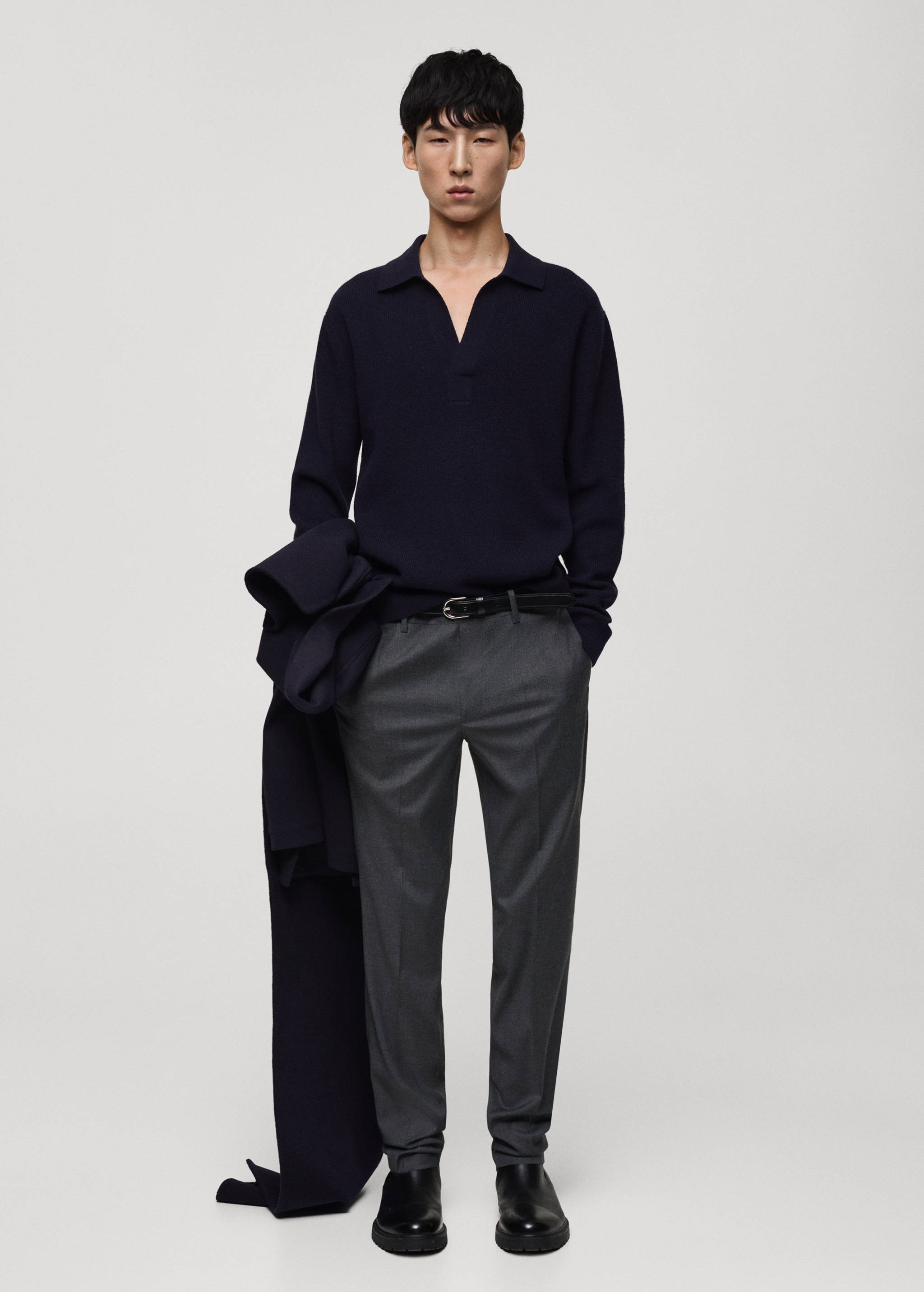 Gebreide polotrui van een wolblend - Overzichtstekening