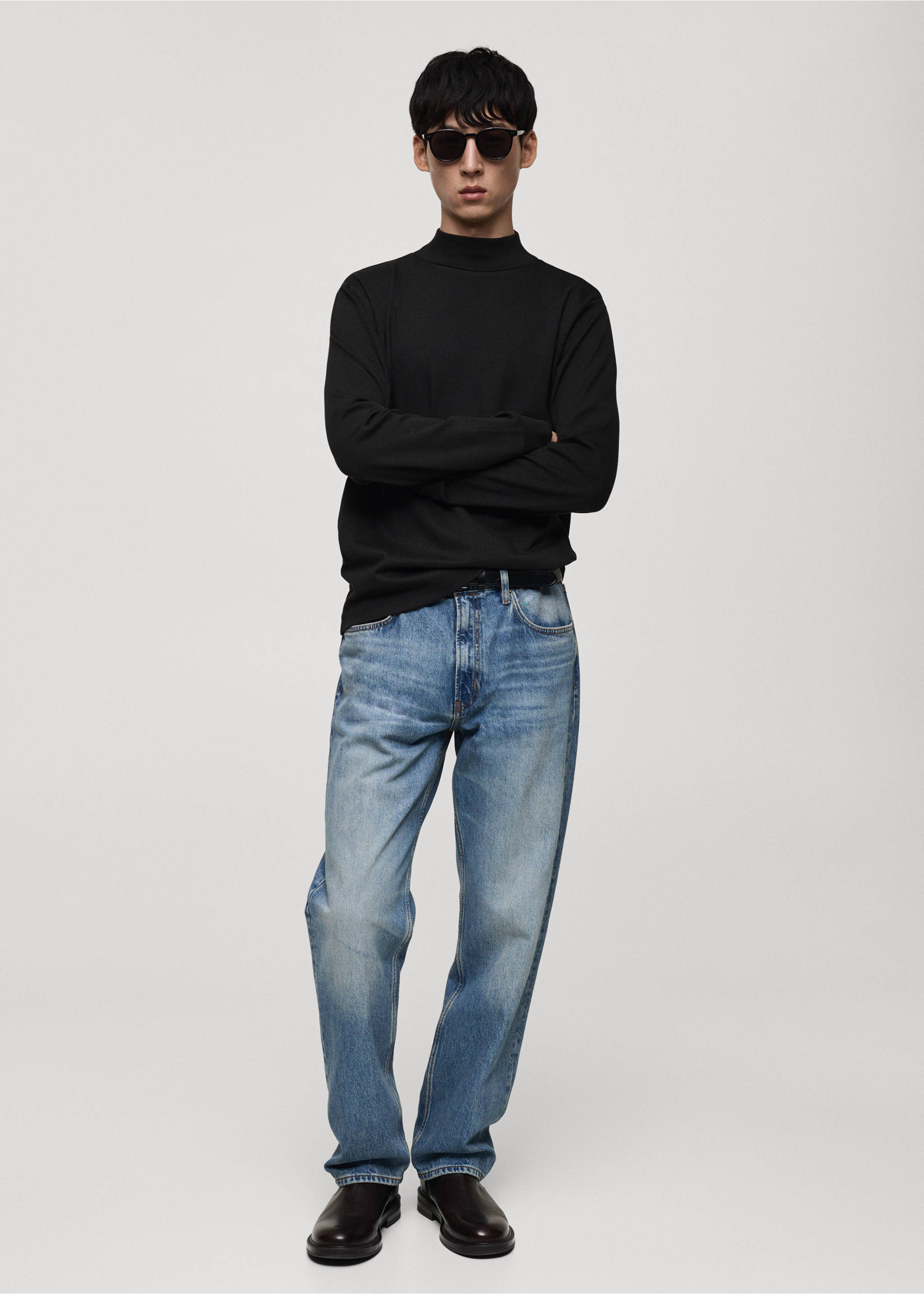 Perkins-neck long-sleeved t-shirt - General plane, Black. Ref: 87040601-00.