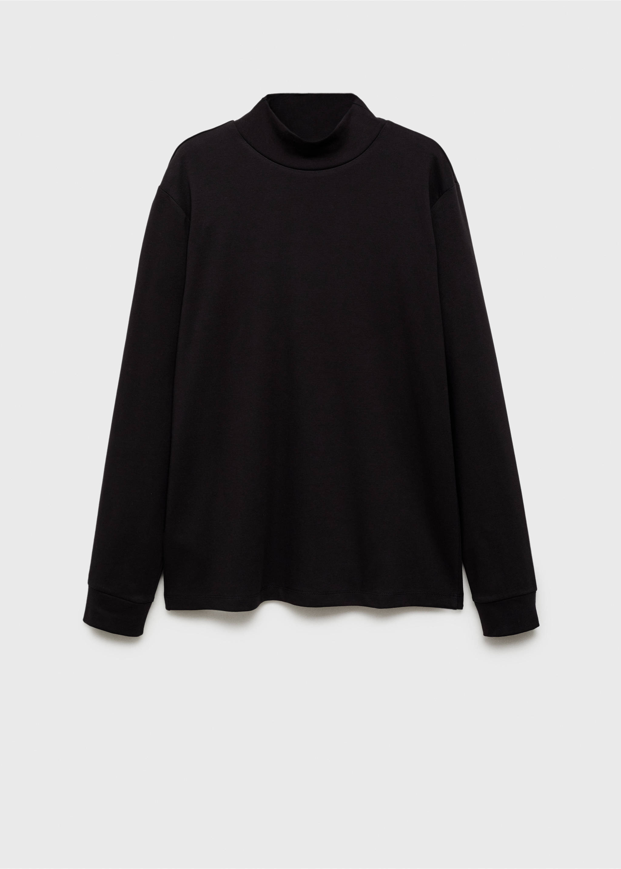 Perkins-neck long-sleeved t-shirt - Article without model, Black. Ref: 87040601-00.