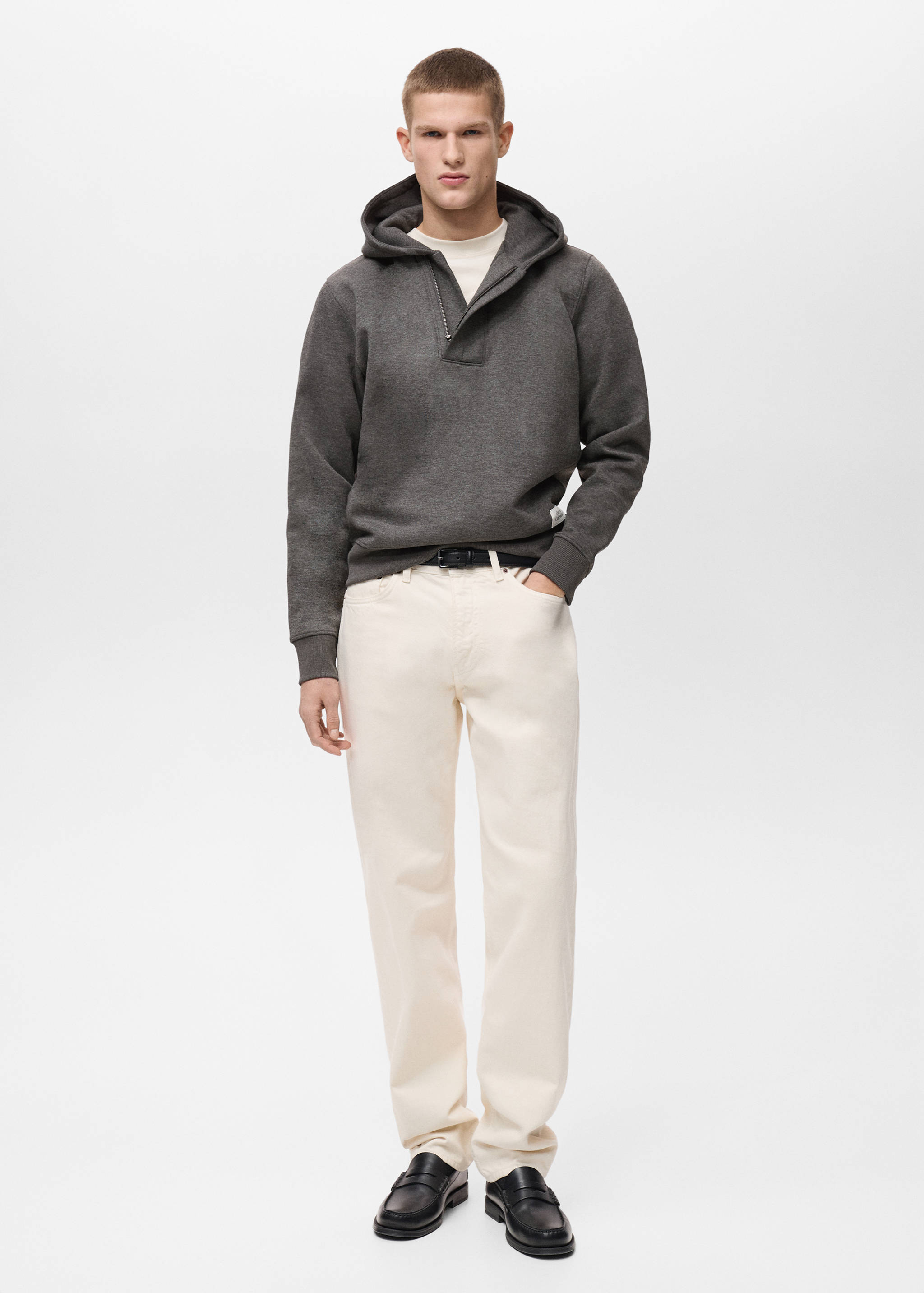 Zipper neck hooded sweatshirt - General plane