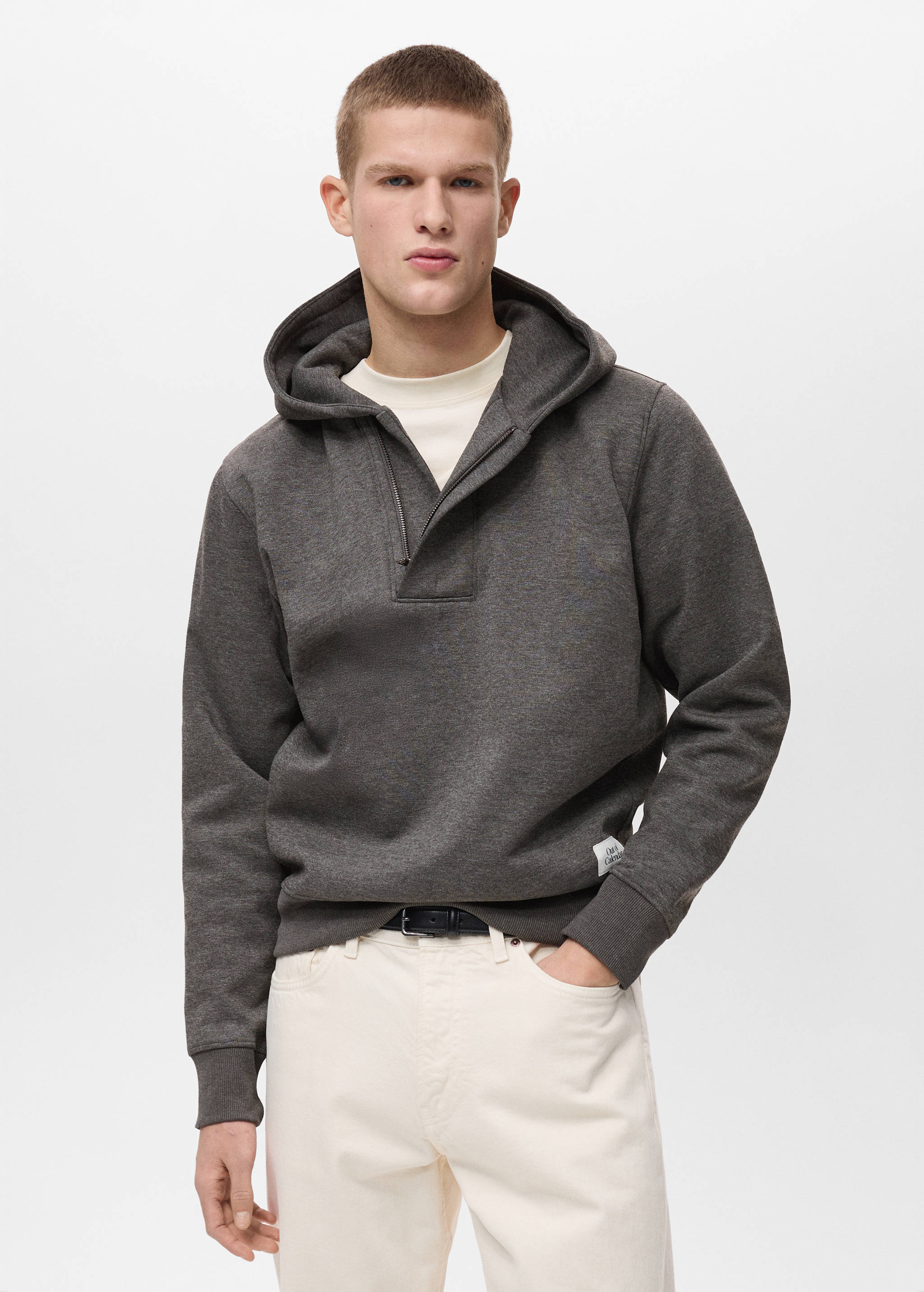 Zipper neck hooded sweatshirt - Medium plane