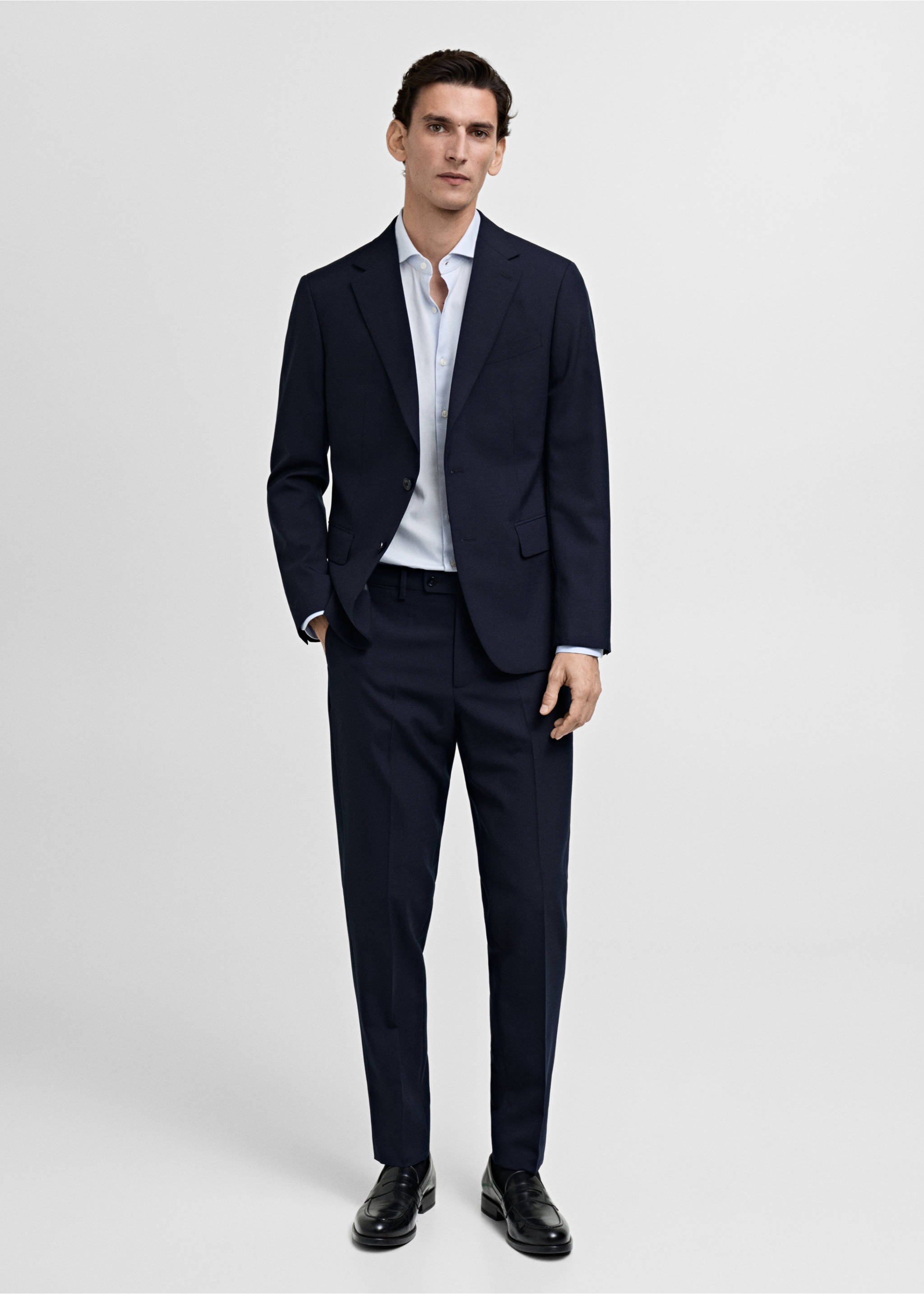 Slim-fit micro-print twill suit shirt - General plane, Sky Blue. Ref: 87040611-00.