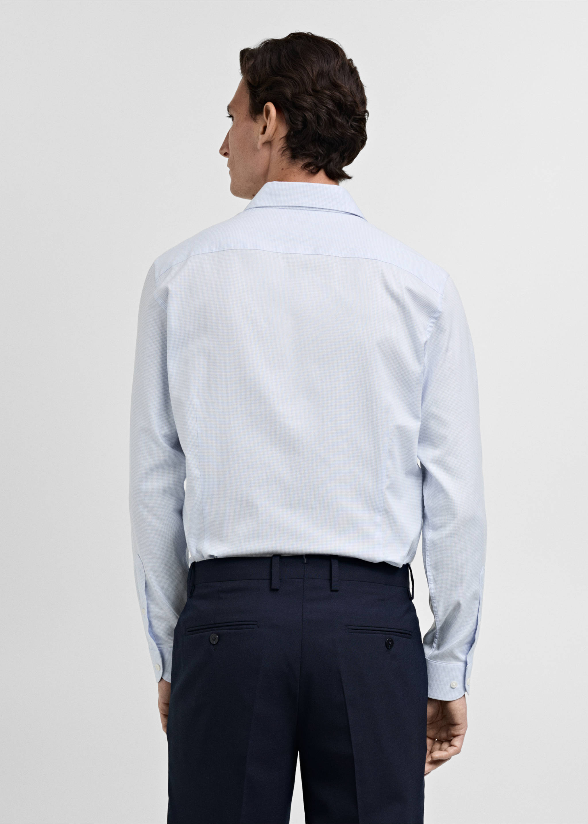 Slim-fit micro-print twill suit shirt - Reverse of the article, Sky Blue. Ref: 87040611-00.