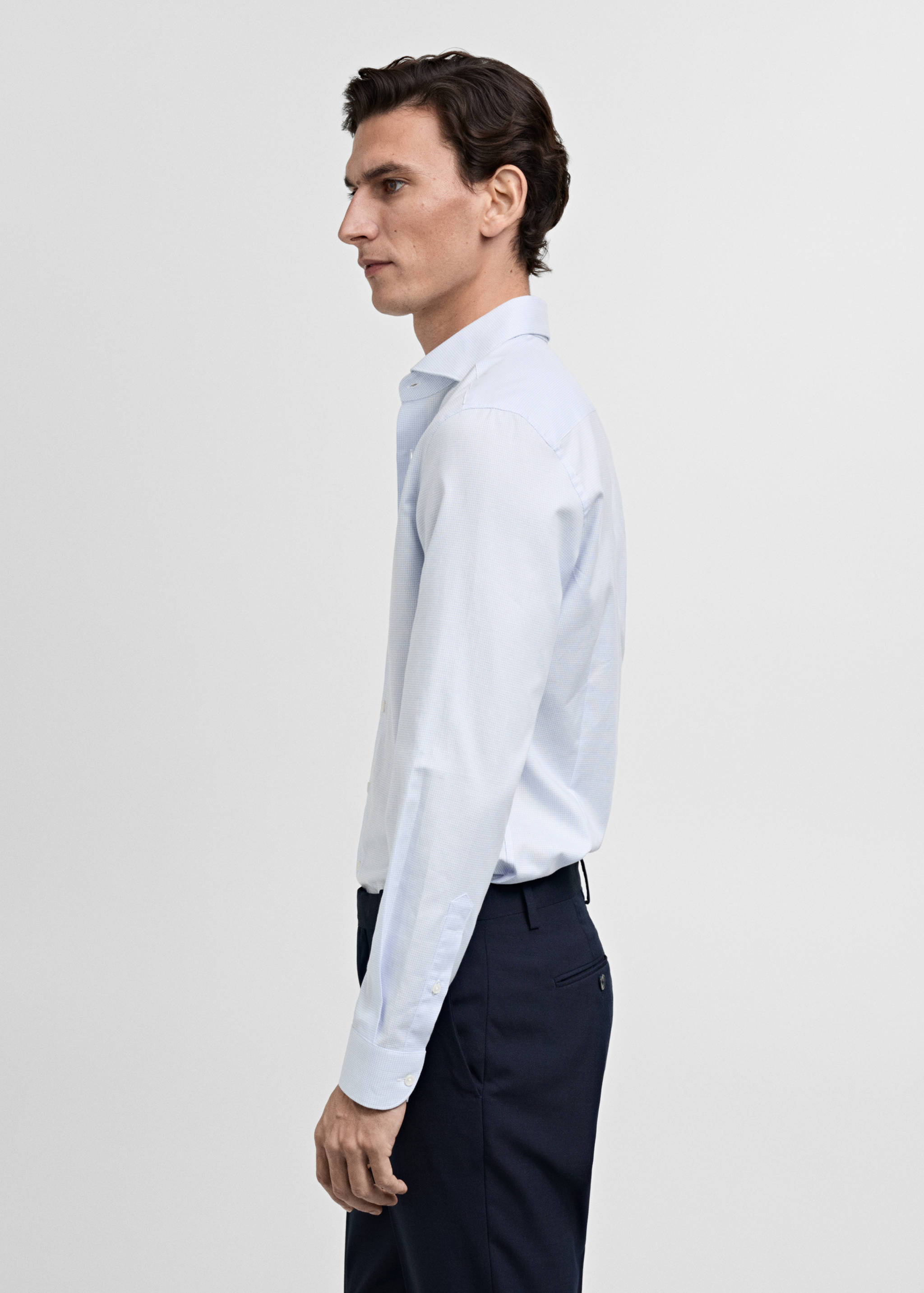 Slim-fit micro-print twill suit shirt - Details of the article 2