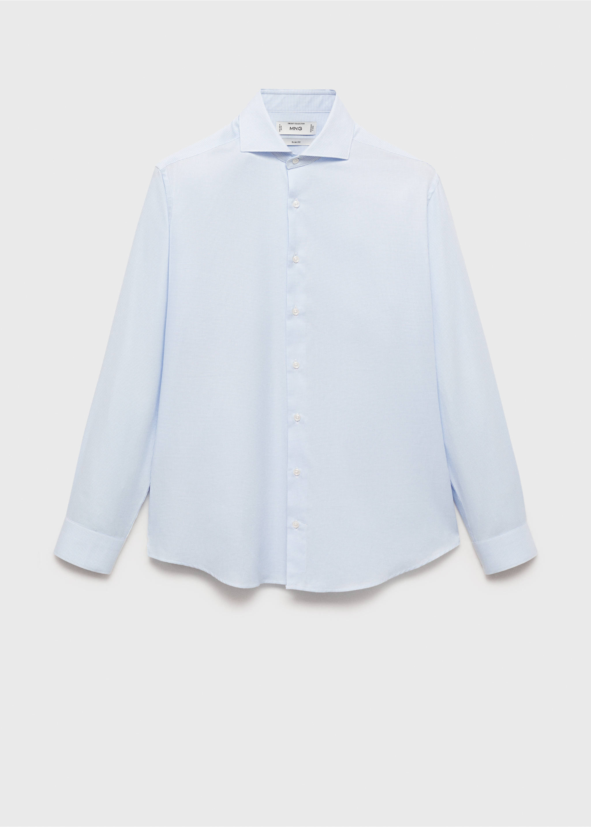 Slim-fit micro-print twill suit shirt - Article without model, Sky Blue. Ref: 87040611-00.