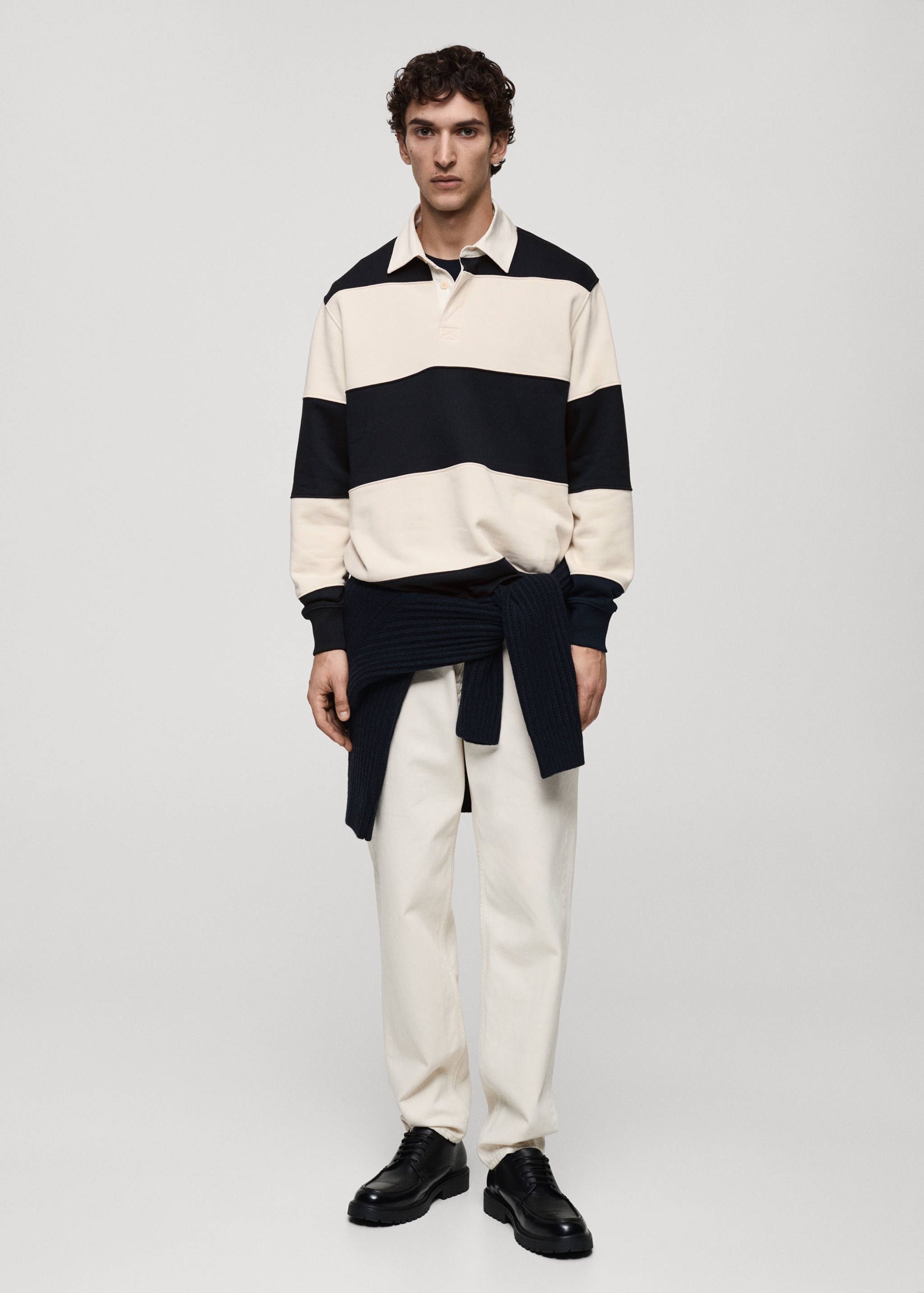 Striped cotton polo sweatshirt - General plane