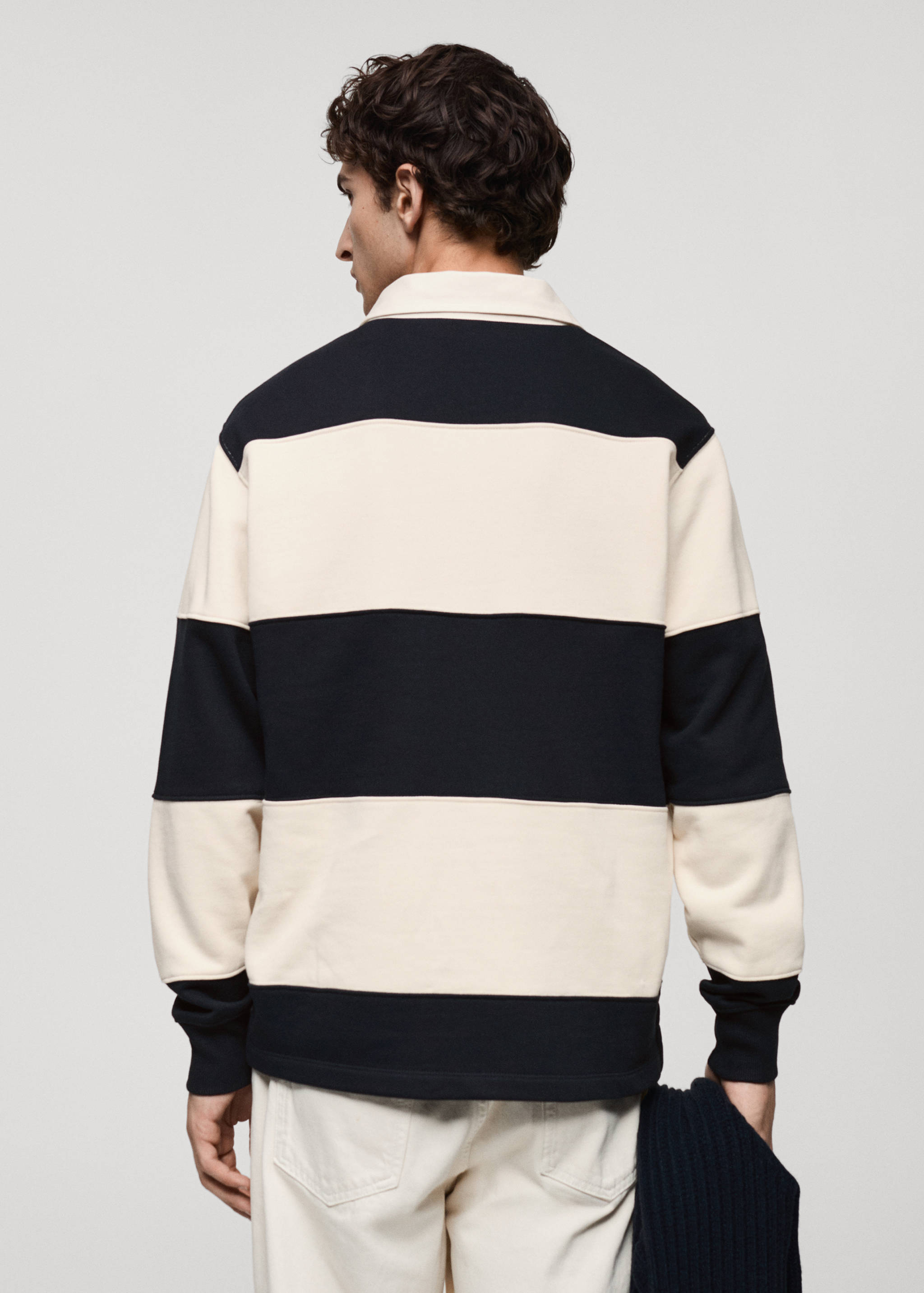 Striped cotton polo sweatshirt - Reverse of the article
