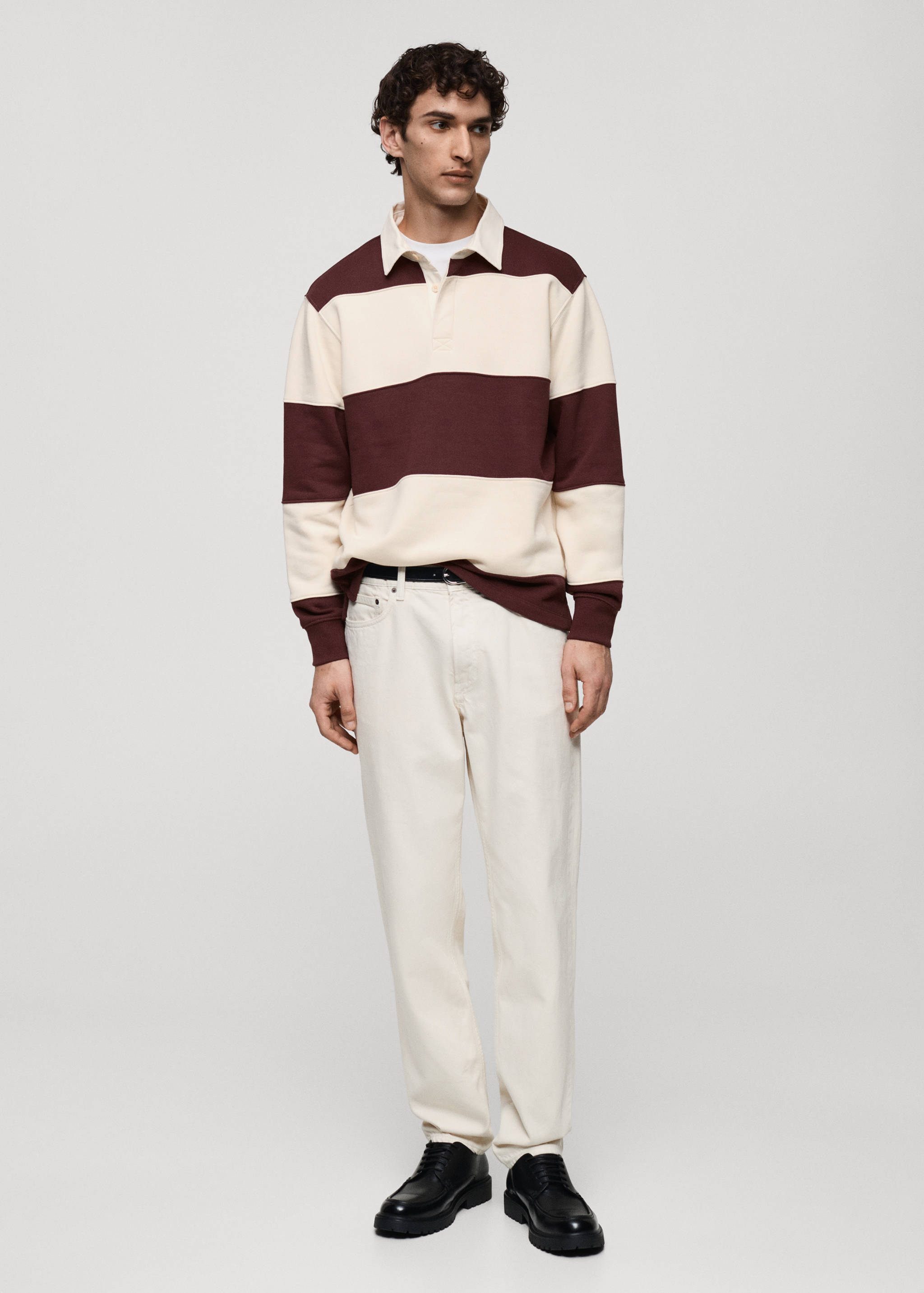 Striped cotton polo sweatshirt - General plane