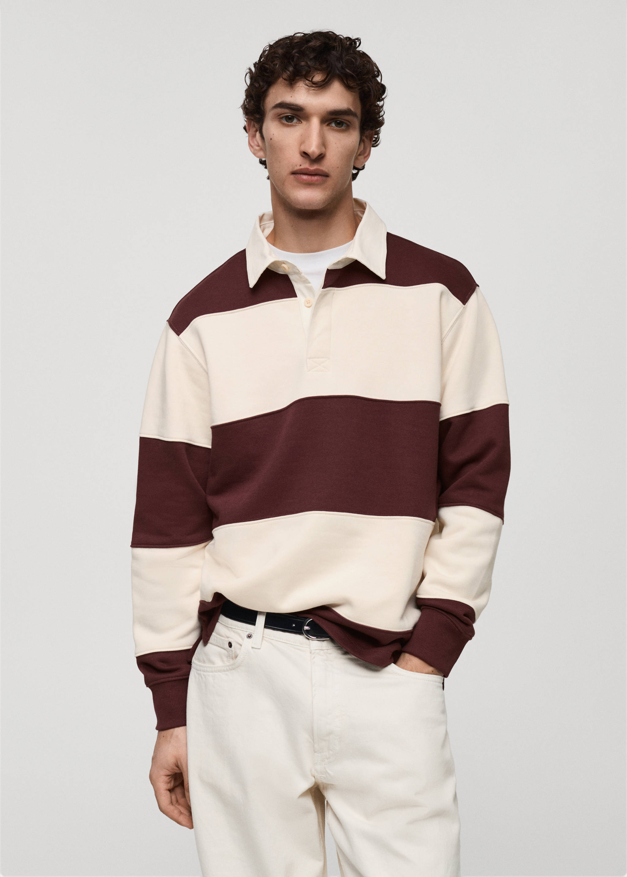 Striped cotton polo sweatshirt - Medium plane