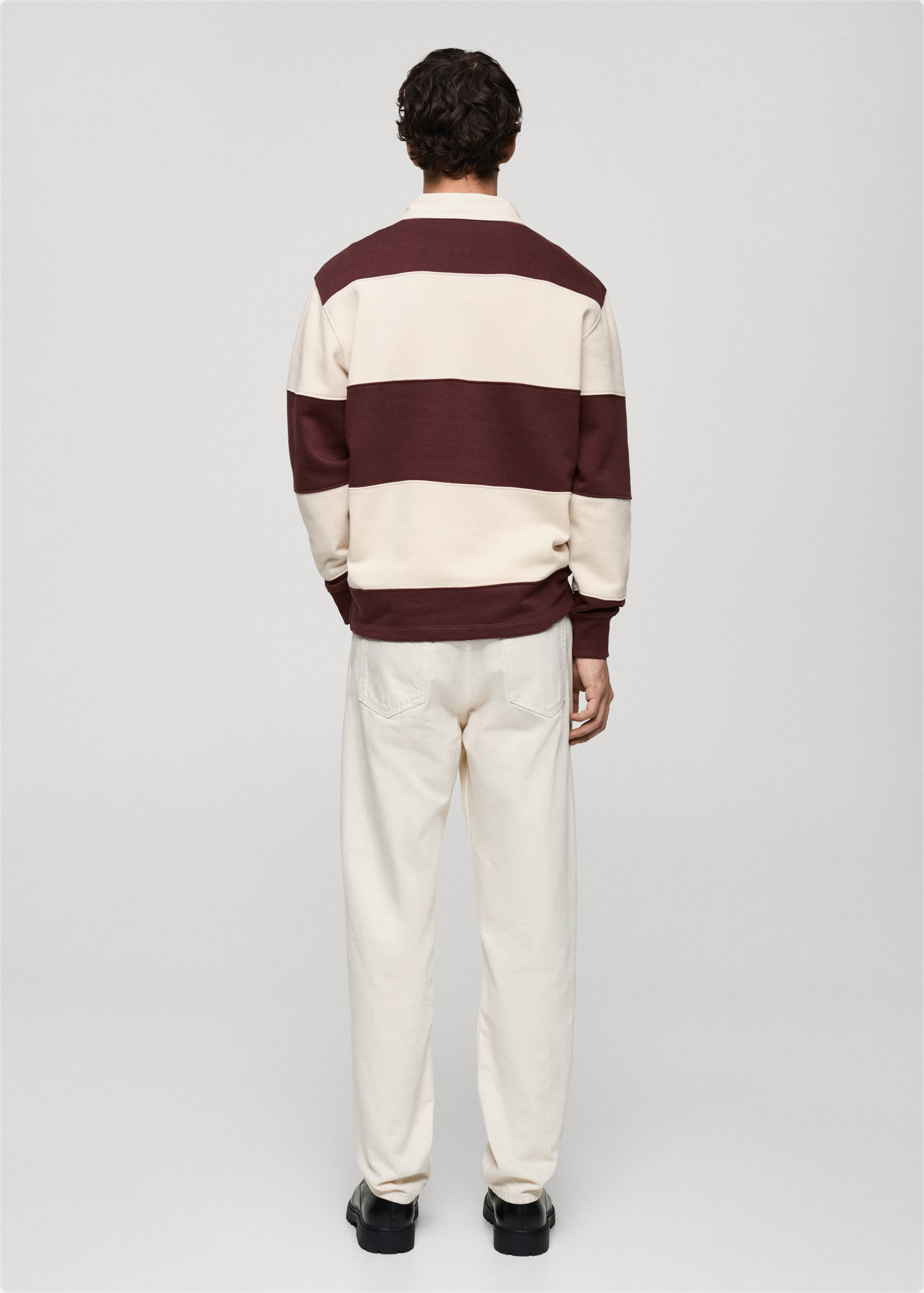 Striped cotton polo sweatshirt - Reverse of the article