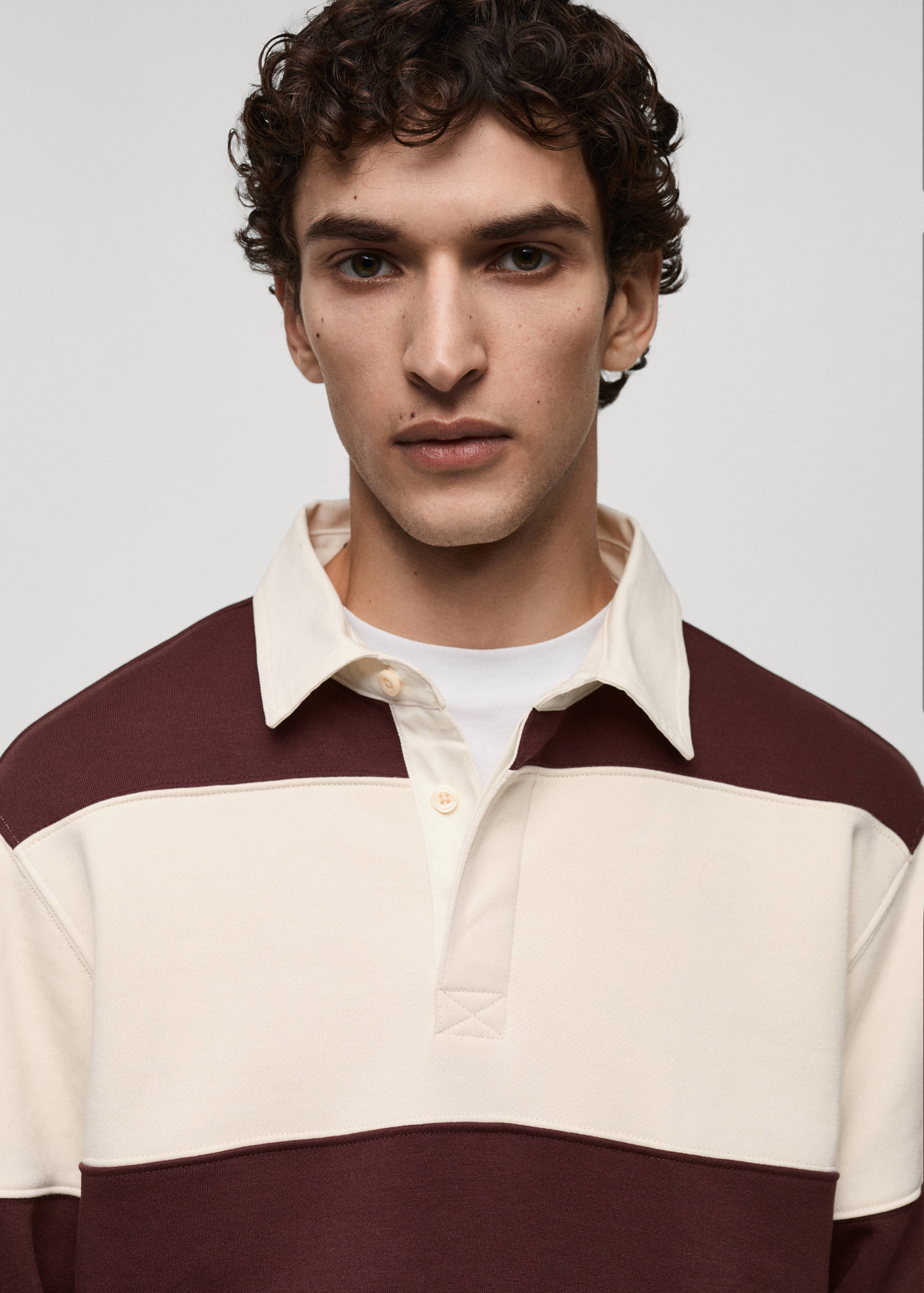Striped cotton polo sweatshirt - Details of the article 1