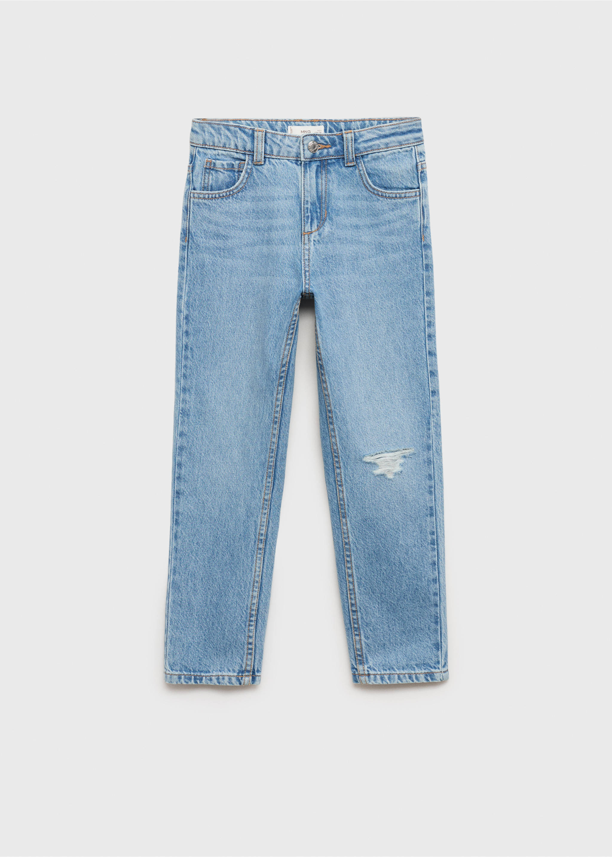 Mom fit decorative rips jeans - Article without model, Medium Blue. Ref: 87040617-00.