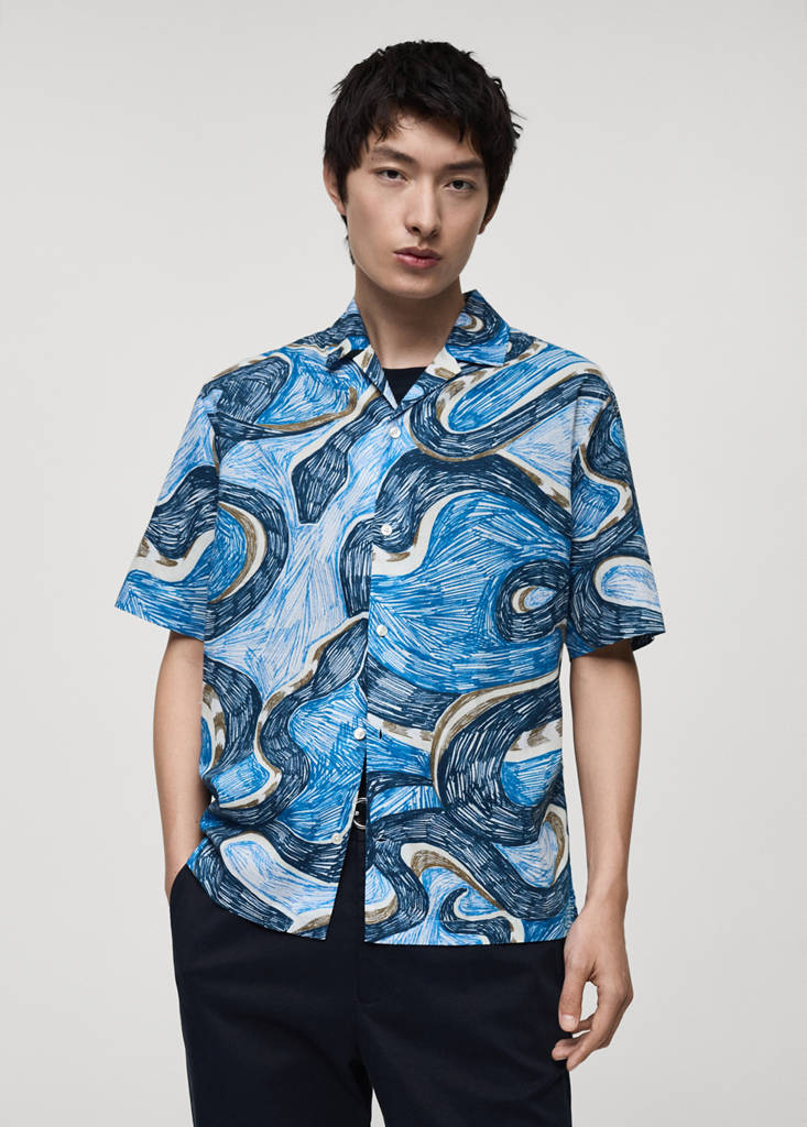Regular-fit printed shirt — Blue