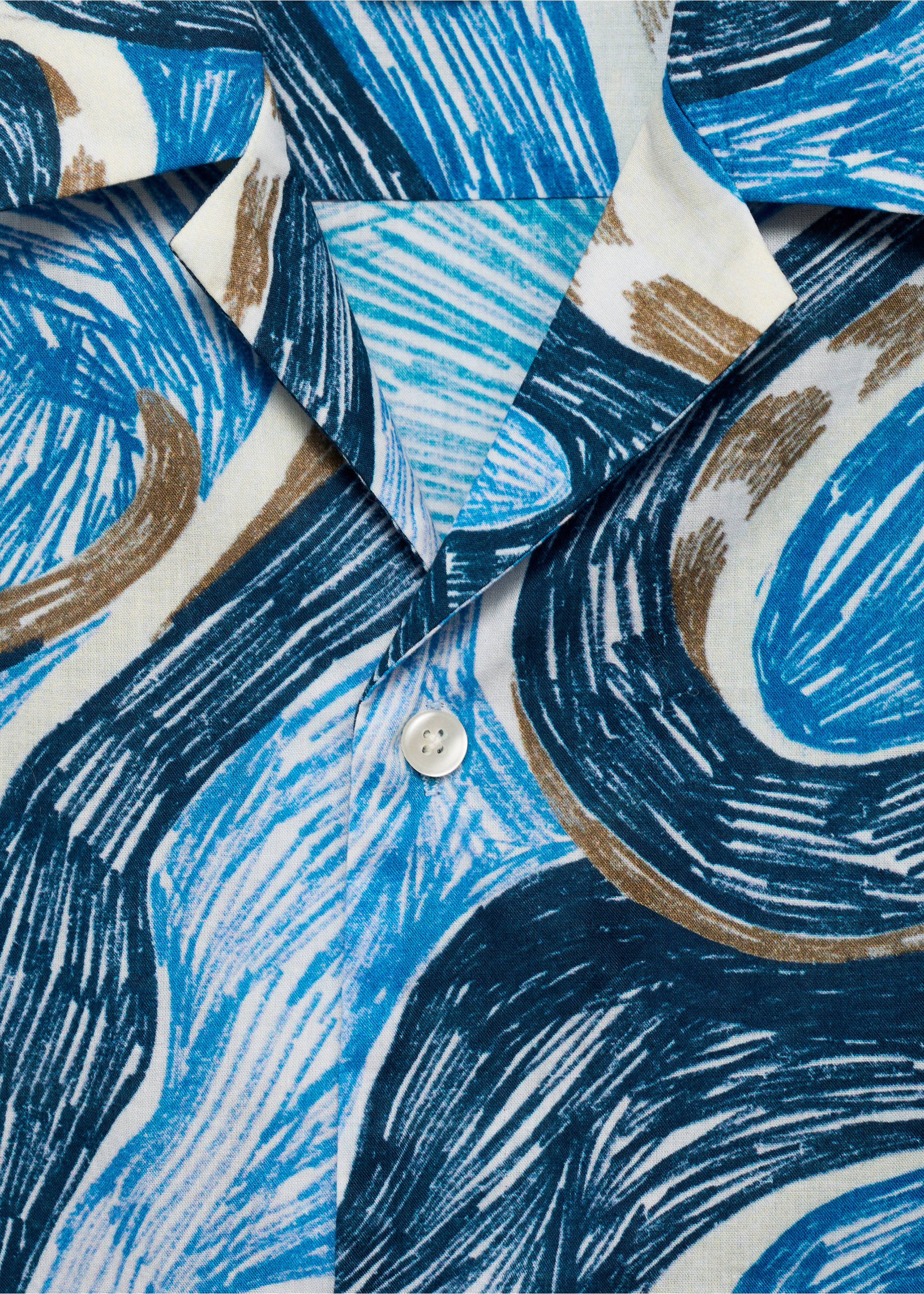 Regular-fit printed shirt - Details of the article 8, Blue. Ref: 87040622-00.