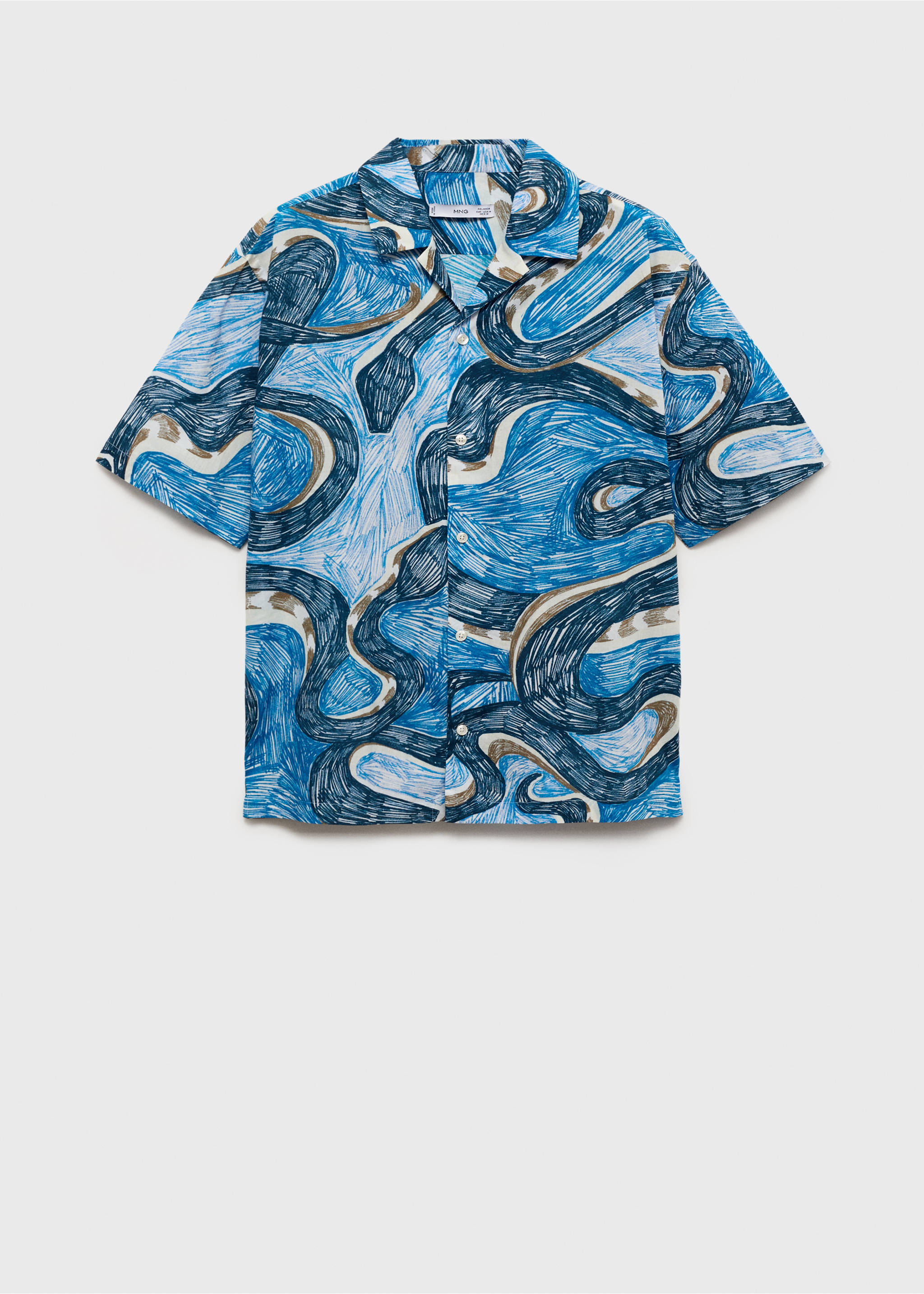Regular-fit printed shirt - Article without model, Blue. Ref: 87040622-00.