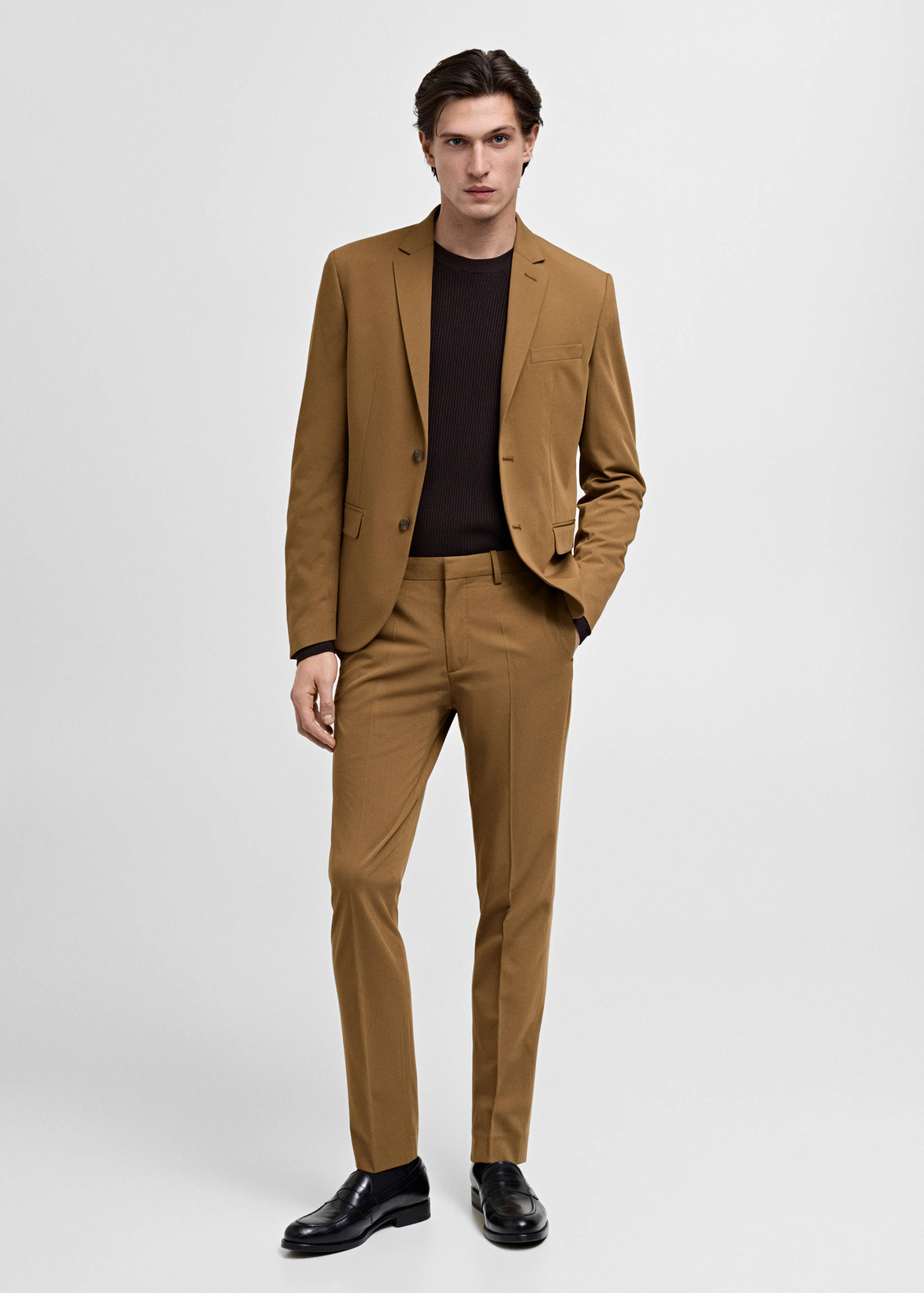 Stretch fabric super slim-fit suit trousers - General plane