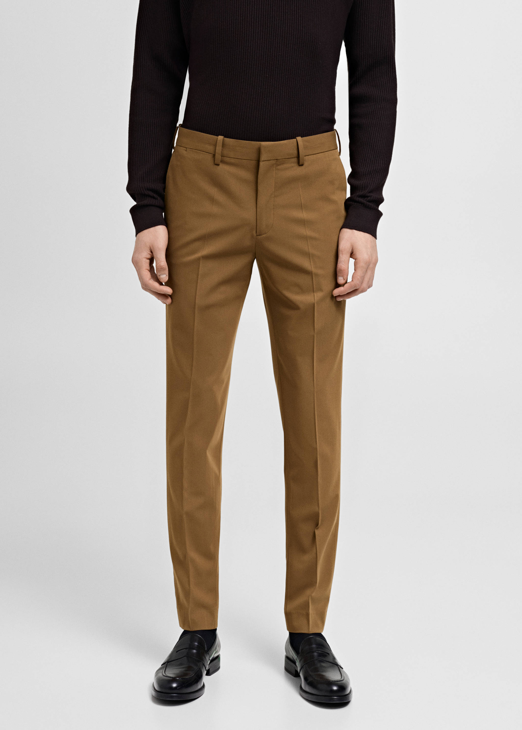 Stretch fabric super slim-fit suit trousers - Medium plane