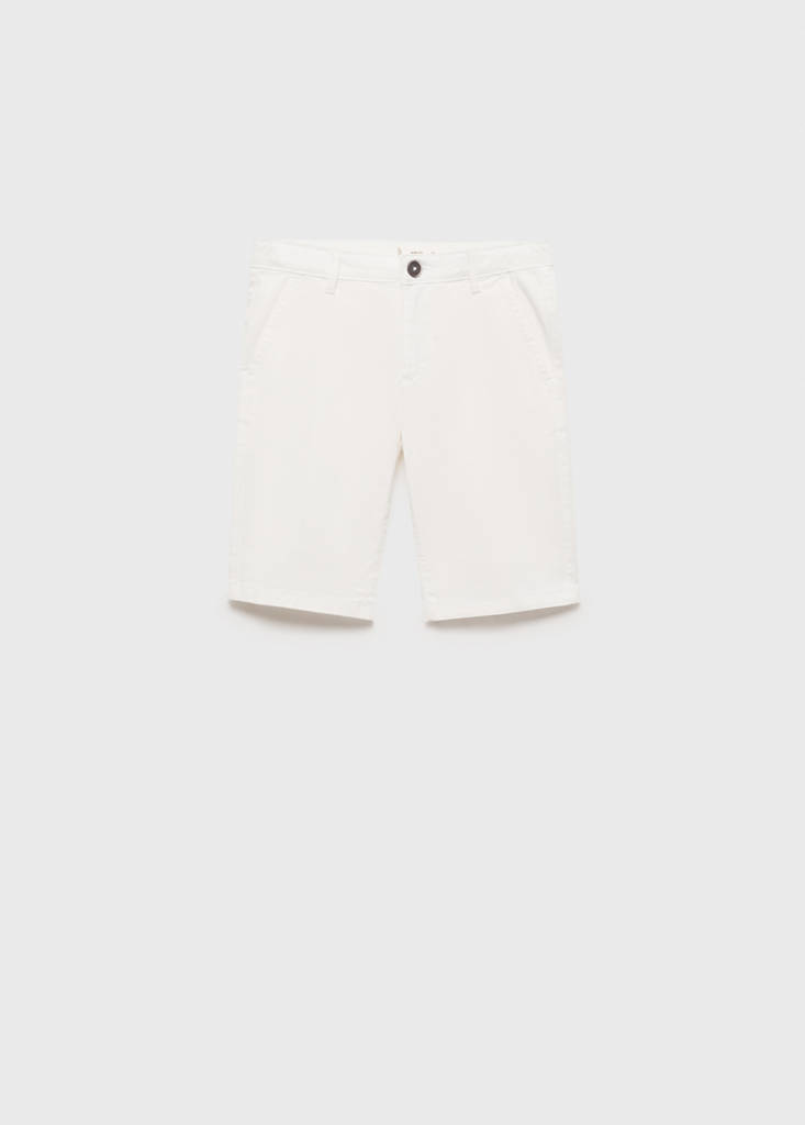 Slim-fit chino cotton bermuda shorts — White