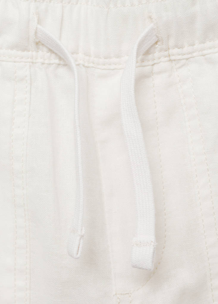 Linen-blend elastic waist trousers — White