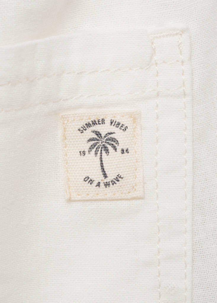 Linen-blend elastic waist trousers — White