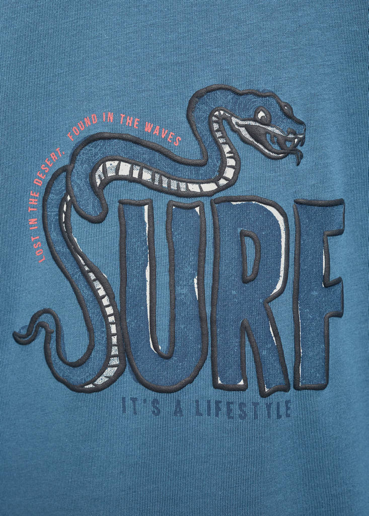 Printed cotton-blend t-shirt — Blue