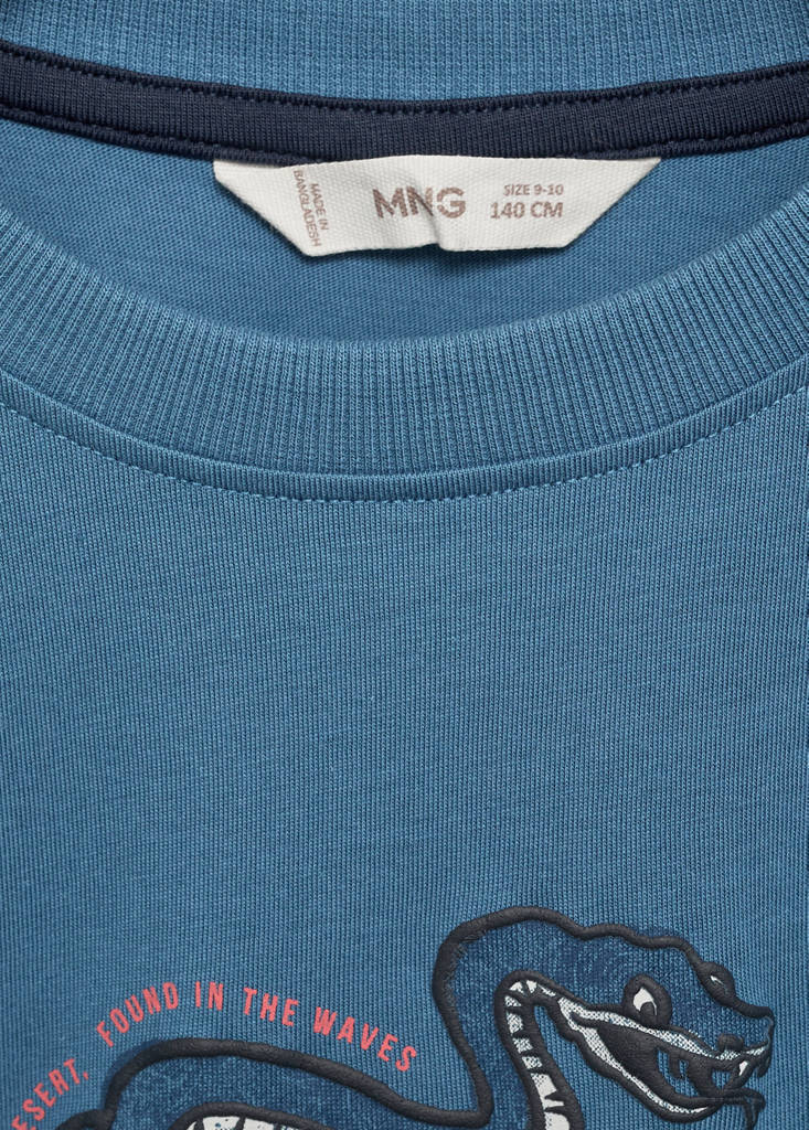Printed cotton-blend t-shirt — Blue