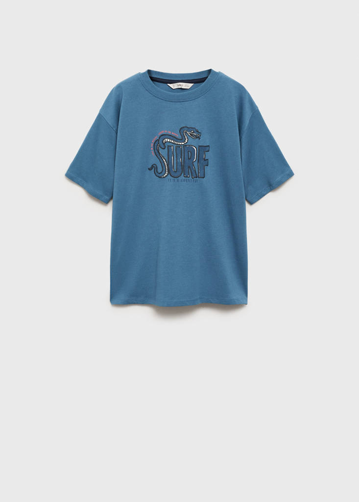 Printed cotton-blend t-shirt — Blue