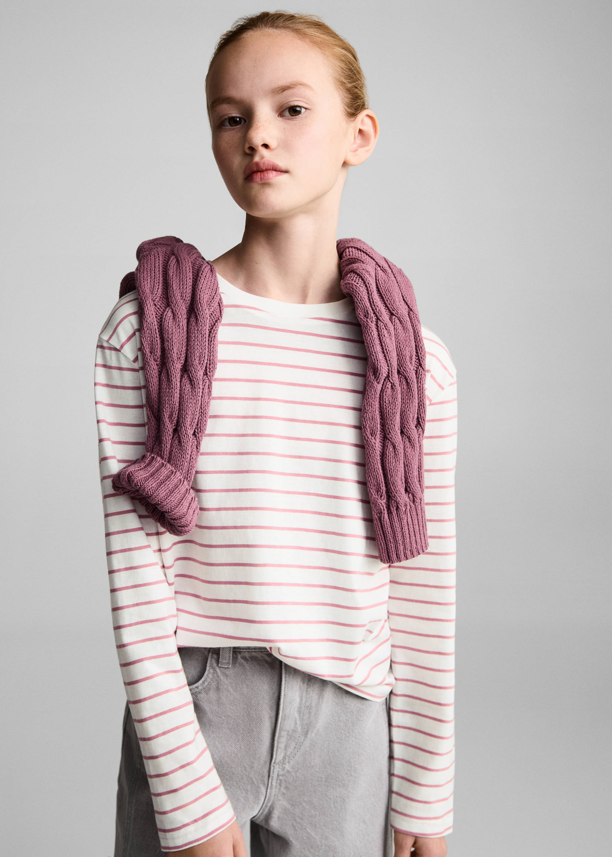 T-shirt coton à rayures - Plan moyen