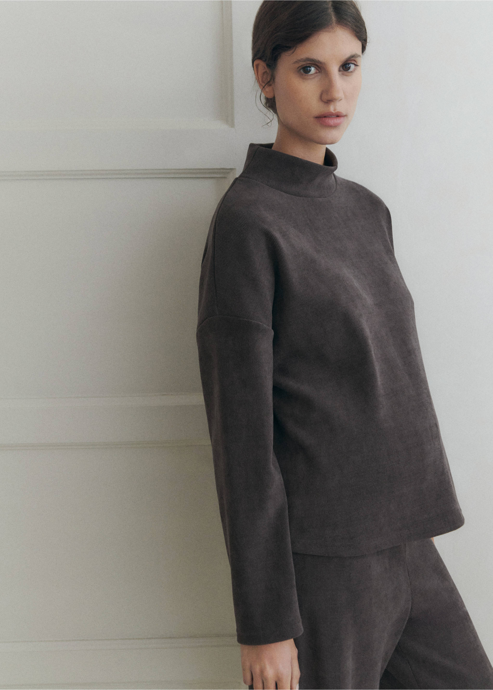 Corduroy maternity sweater - General plane, Dark Heather Grey. Ref: 87040644-00.