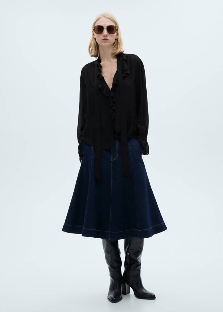 MANGO - Jupe denim évasée bleu - XS