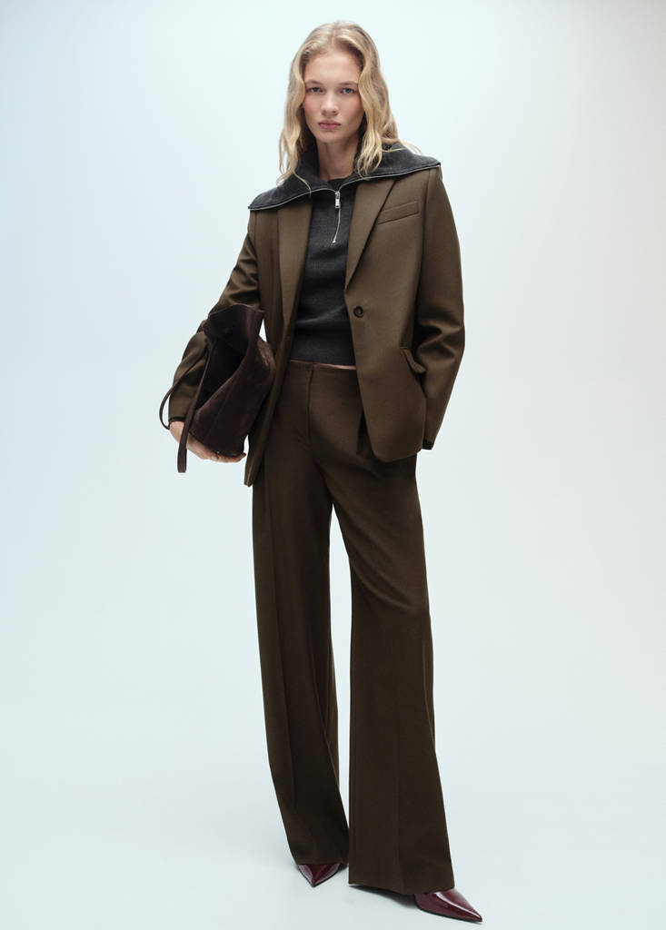 Wide leg suit trousers — Khaki
