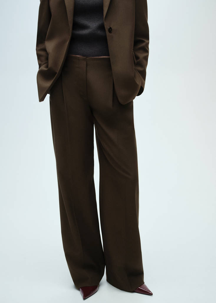 Wide leg suit trousers — Khaki