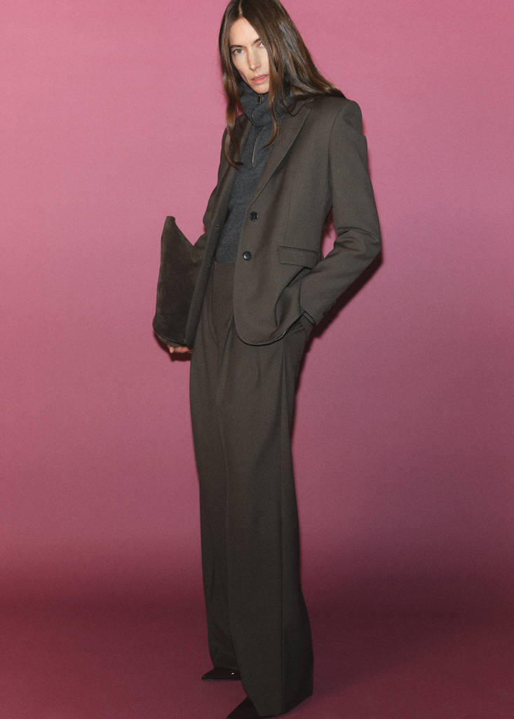 Wide leg suit trousers — Khaki