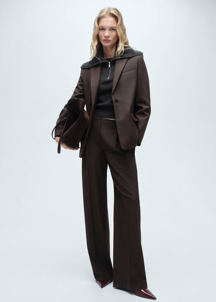 Wide leg suit trousers — Khaki