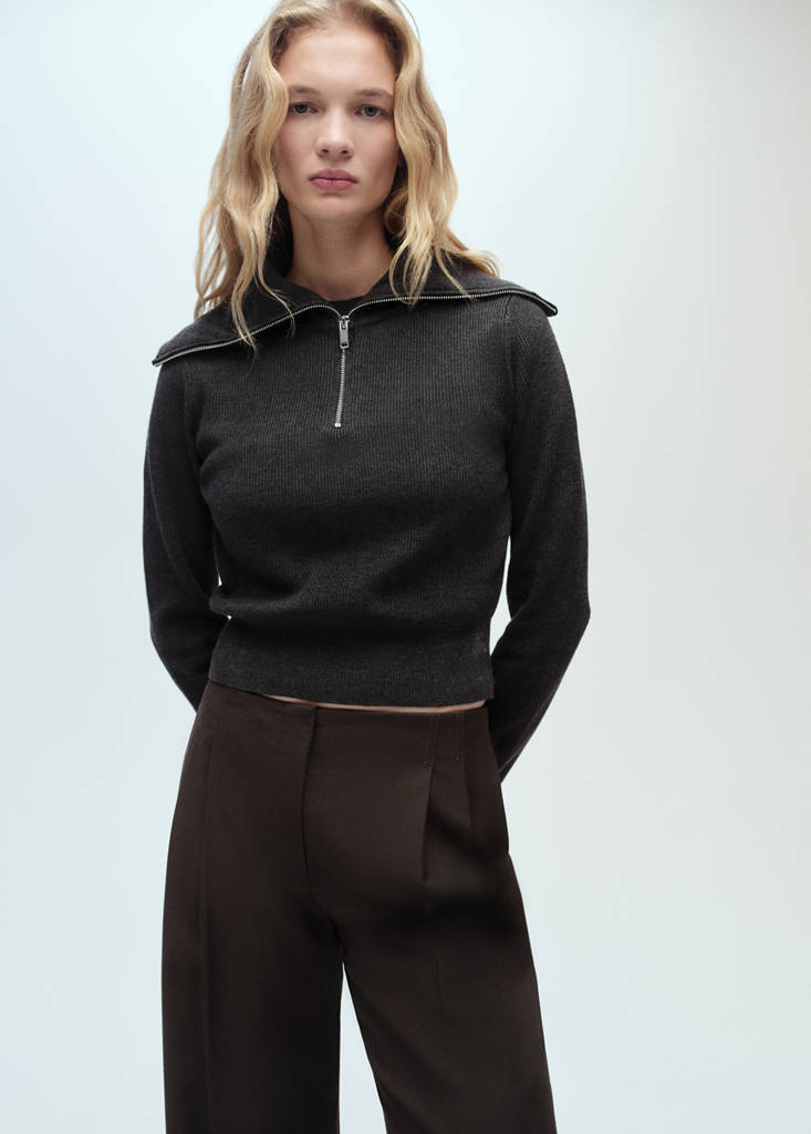 Wide leg suit trousers — Khaki