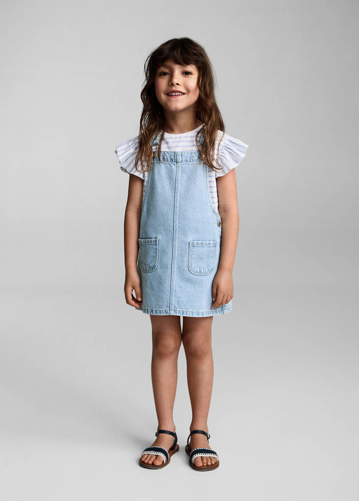 Short denim pinafore — Light Blue