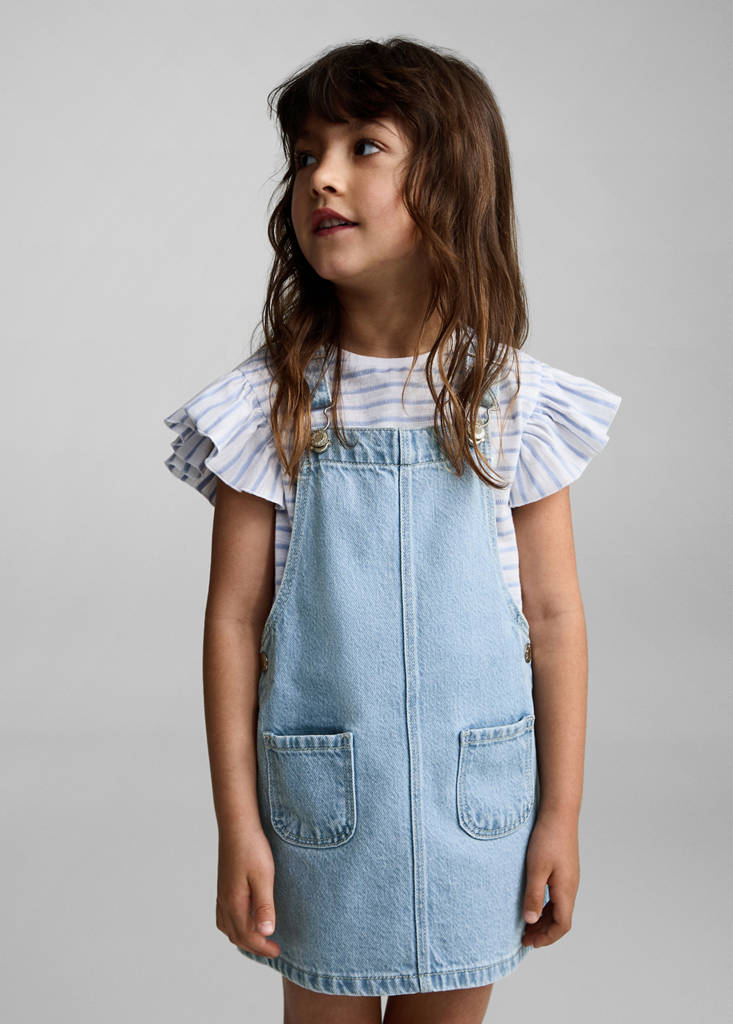 Short denim pinafore — Light Blue
