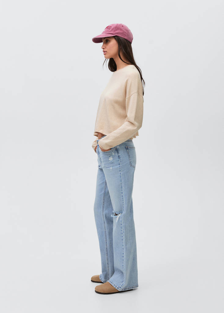 Oversized fine-knit sweater — Sand