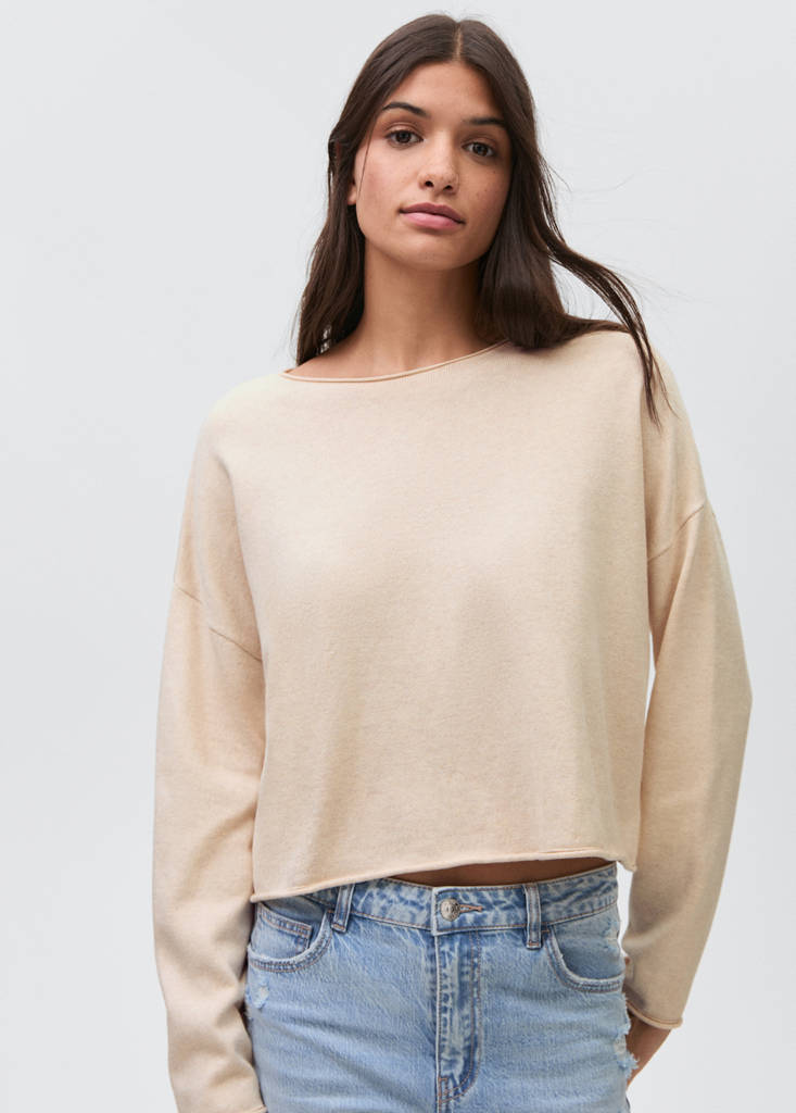 Oversized fine-knit sweater — Sand
